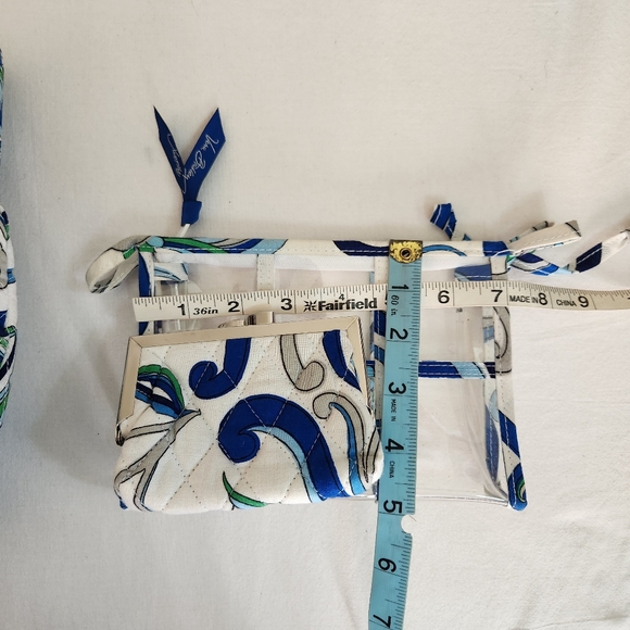 Vera Bradley Mediterranean Paisley shoulder bag coin purse makeup pouch white - Picture 12 of 15